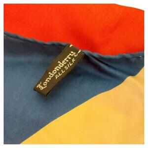Vintage Londonderry 9 Color Silk Scarf / Wrap/ 18 x18 Square 13158